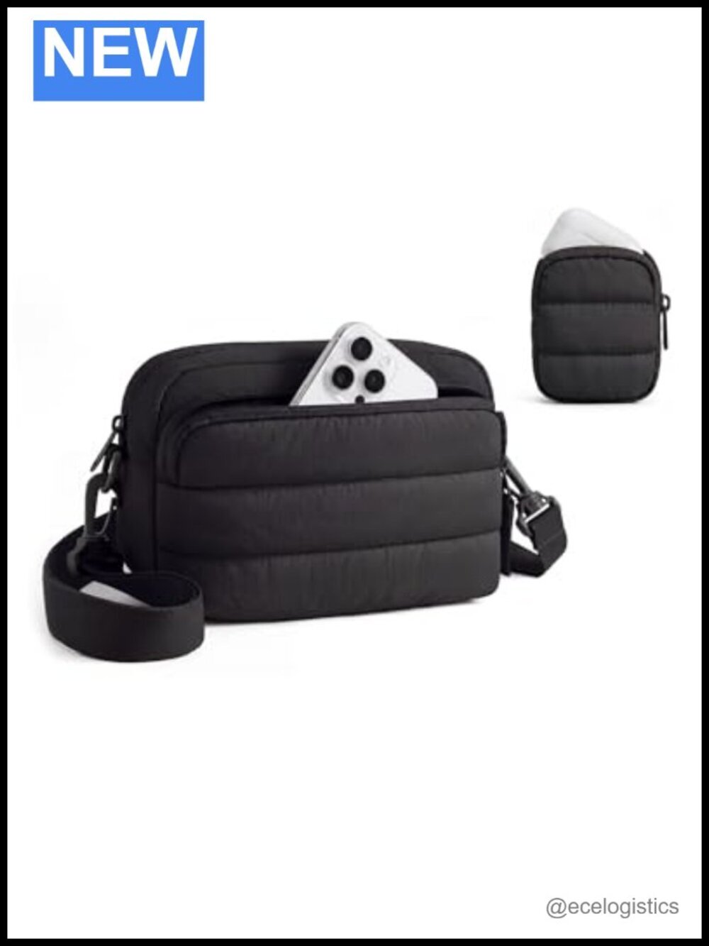 2-Piece Set Small Crossbody Bag with Detachable Earbuds Pouch Water-Resistant